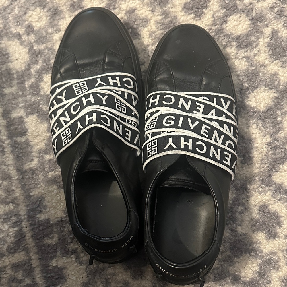 Givenchy Black and White Logo Slip-Ons